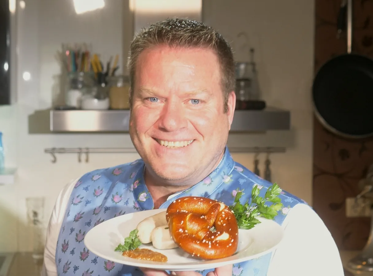 Flo with a pretzel