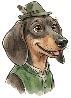 Poldi, Flo's AI kitchen helper (a cartoon dachshund)